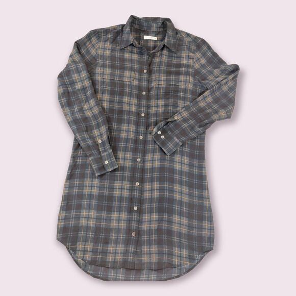 Equipment Plaid Mini Dress in Dark Green and Black - Picture 2 of 8